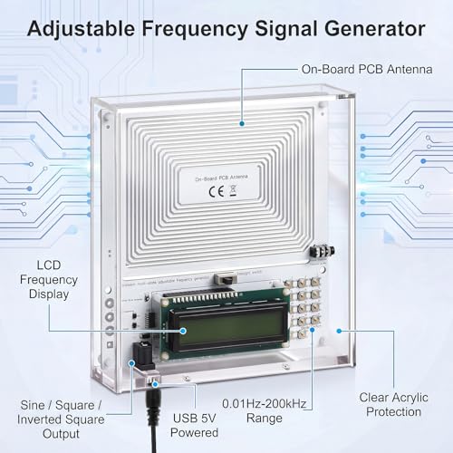 Image of Relaxweex Adjustable Frequency Generator 0.1hz-200khz, Schumann Resonance Generator, Ultra Low Sound Frequency Machine with USB and Acrylic Case for Sleep, Yoga, Meditation, Stress Relief (White)