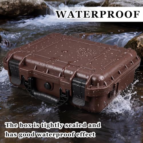 Image of Relaxweex 1 Pcs Waterproof Hard Case with DIY Customizable Foam Insert Portable Protective Case with Knife for Camera Drones Equipments Tools Test Instruments(Brown,14.3 x 11.4 x 4.5 Inch)