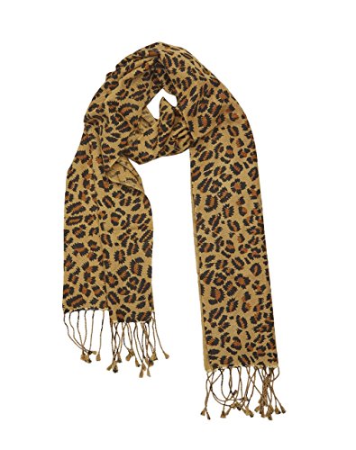 Cashmere Boutique: Leopard Print Cashmere Scarf Hand Printed (Color: Leopard Print, Size: 12