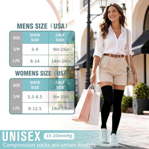 Image of Bluemaple Thigh High Compression Socks for Women and Men Circulation(3 Pairs) Over the Knee-Best Support for Running,Travel
