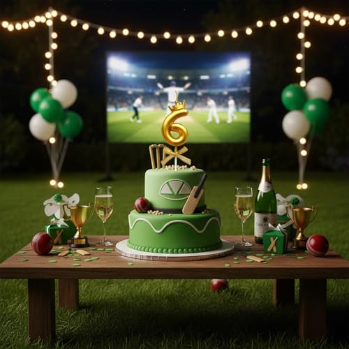 Image of Rozi Decoration Number 6 Birthday Candle for Cake with Crown Design | Gold Metallic Number Candle with Stick | Sixth Birthday Cake Topper for Baby, Kids and Party Celebration