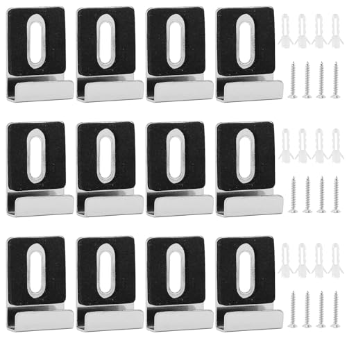 deegbbyi 12 Piezas Clips de Espejo Sin Marco, Acero Inoxidable Clips de Espejo, Folder de Retención Vidrio, con Tornillos y Tubo Expansión, para la Fijación Vidrio con un Espesor 5-6 mm
