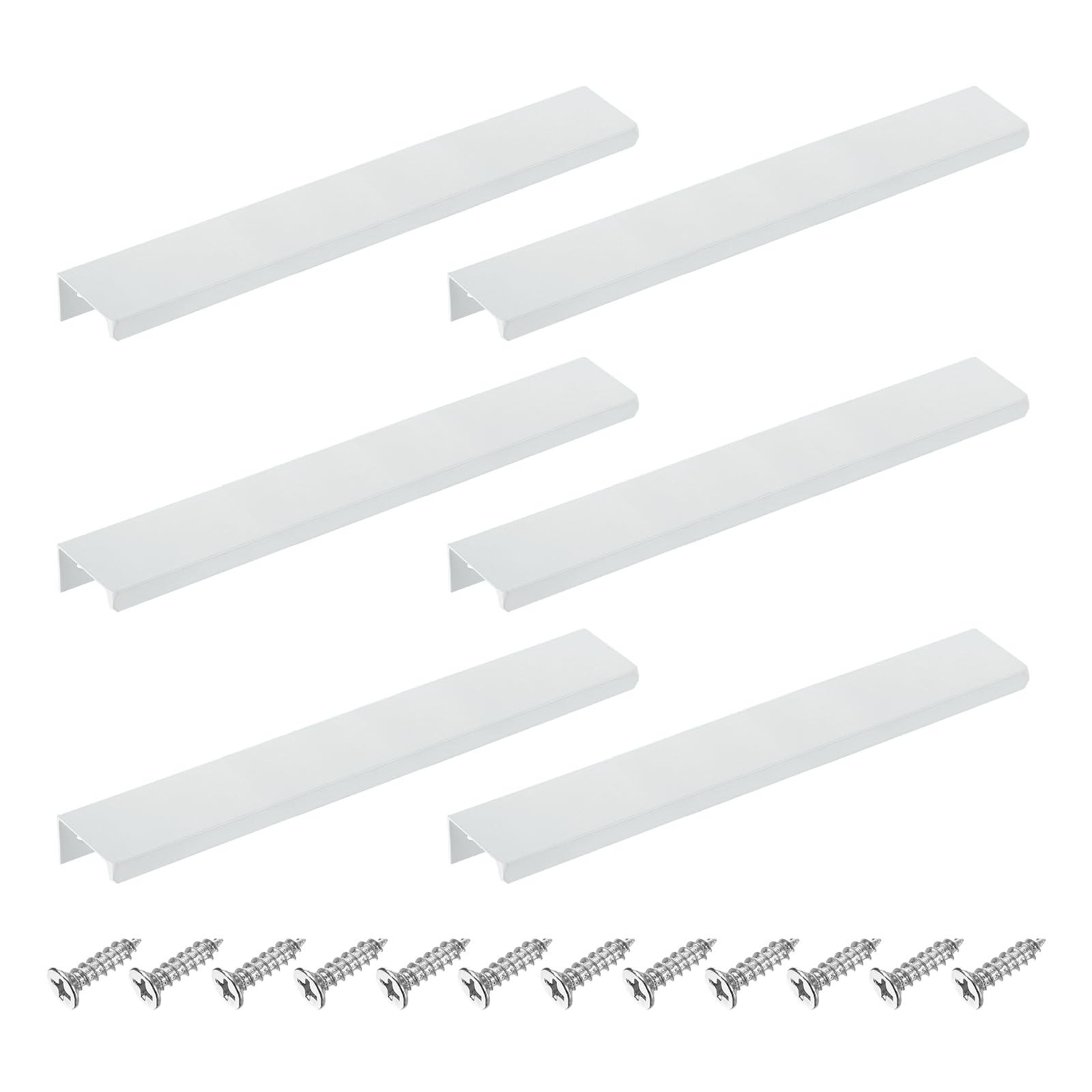 sourcing map Cabinet Finger Edge Pull, 6pcs 200mm / 7.87" Aluminum Alloy Back Mount Hidden Cabinet Pulls Concealed Handle for Home Kitchen Drawer Cabinet, White