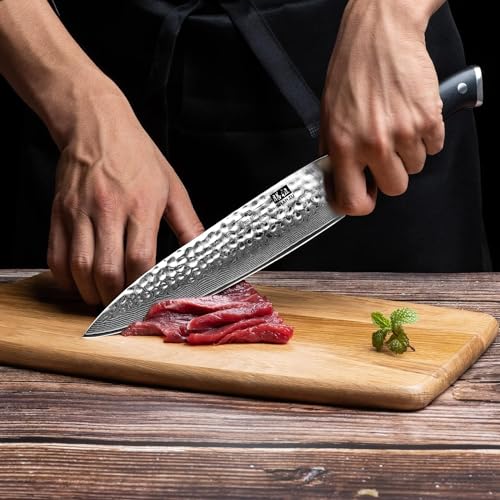 SHAN ZU Kitchen Knife 8 Inch Chef Knife Japanese Steel Damascus Kitchen Knife, Professional Kitchen Knives Sharp High Carbon Super Steel 67 Layers with G10 Handle - Image 6
