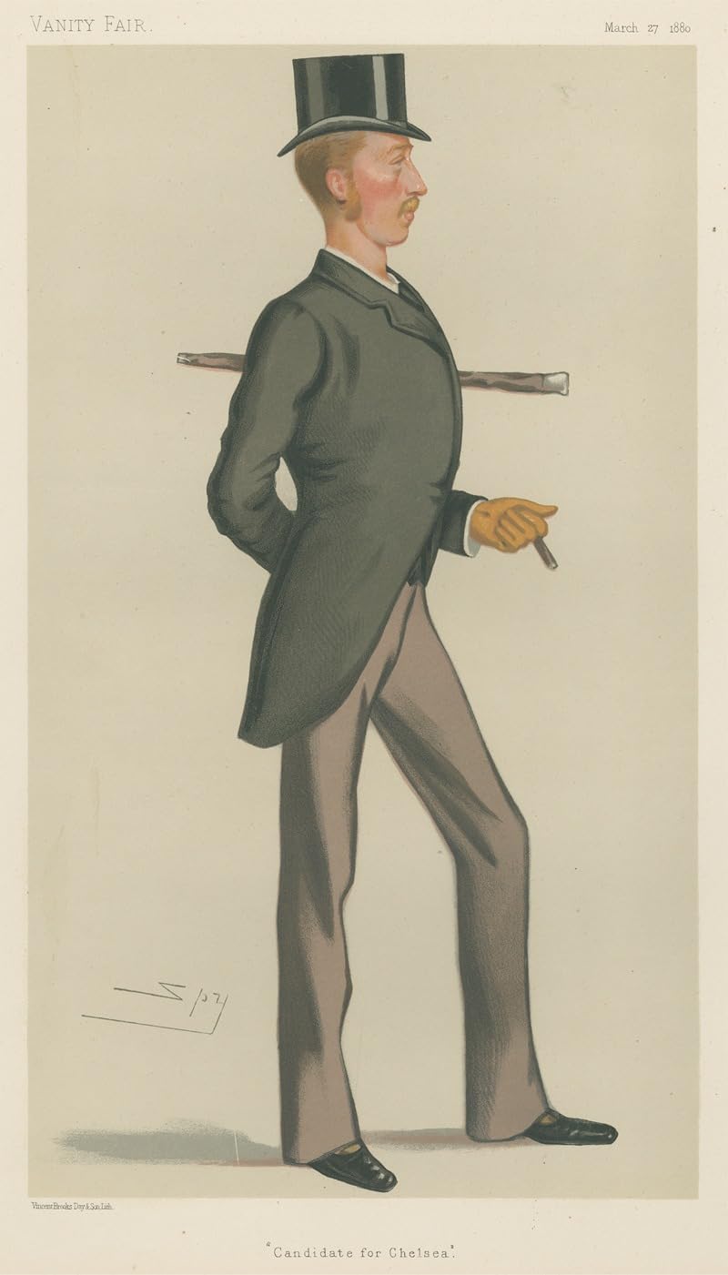 Politycy. 'Candidate for Chelsea'. Lord Inverurie. 27 marca 1880 (1880) plakat wydruk autorstwa Leslie Matthew Ward (24 x 36)