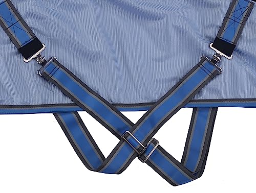 Image of LEAFOREST Horse Mesh Fly Sheets - Lightweight Breathable Standard Neck UV Protection Sheet Blue, 69IN