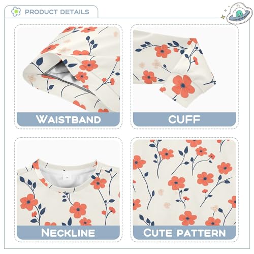 JUNZAN Retro Colorful Flowers Beige Little Girls Hoodie Sweatshirt Fleece Sweatshirts for Boys Athletic 4T3