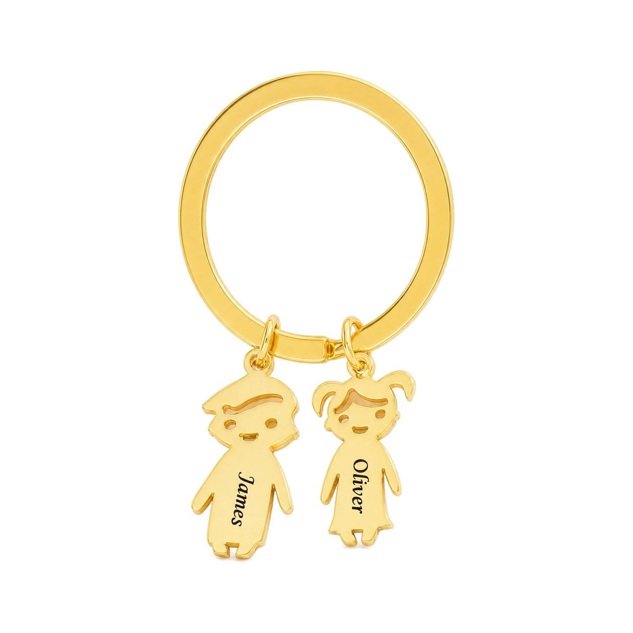 Llavero personalizado con charms de niño o niña y nombres grabados, regalo familiar para hombre