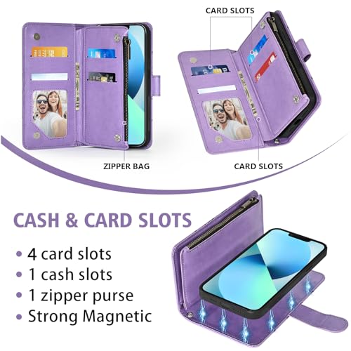 Coque portefeuille iPhone 13 avec protection écran verre trempé