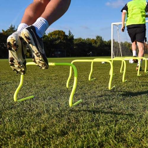 Image of MRT Sports Fitness Combo - 9 INCH 6 Pics Speed Hurdle, 6 Pics Stacking Cones, 10 Pc Multicolour Space Markers and 4 M Agility Ladder with 10 Rungs