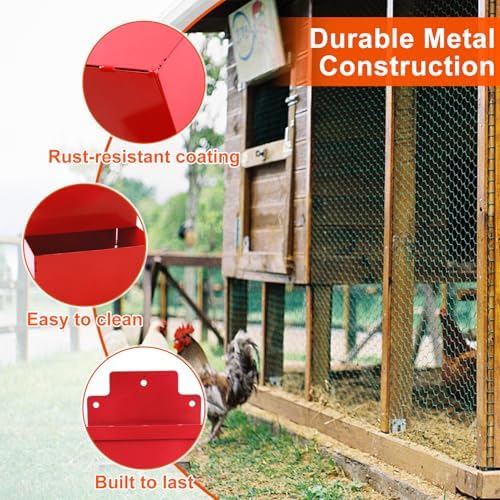 Tsxcnaa Chicken Grit and Oyster Shell Feeder,2 Pack Hanging Poultry Feeder for Chickens Ducks and Quail, Metal Grit and Oyster Shell Dispenser, Weather-Resistant Outdoor Coop Feed Holder - 3