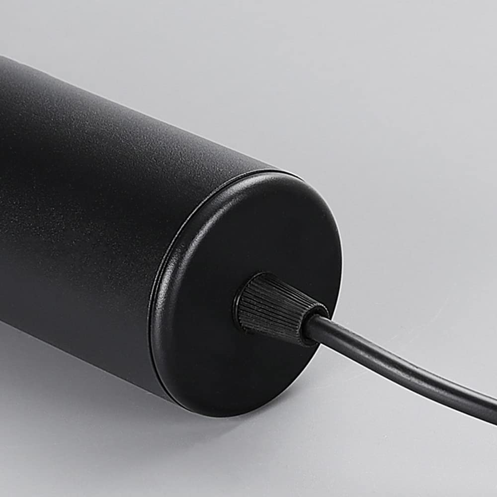 Lámpara Colgante Moderna LED Negra de un Solo Cabezal, lámpara de araña de Tubo Largo de Aluminio para Dormitorio, focos empotrables de suspensión cilíndricos/6 * 30cm/WH/6