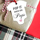 Pop It When She Pops Bottle Tags, Baby Shower Mini Champagne Beer Wine Bottle Tags, Baby Shower Favor Tags with 65 Feet Golden Ribbon, Pack of 50