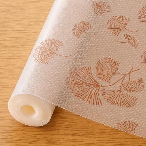 Image of ElastPro (45 cm X 5 m) Printed Shelf Liners for Kitchen Shelves, Drawer Mat, Shelf Liner, Fridge Mats, Kitchen Cabinet Drawer Mat Liner Sheets (Fan Leaf Copper)