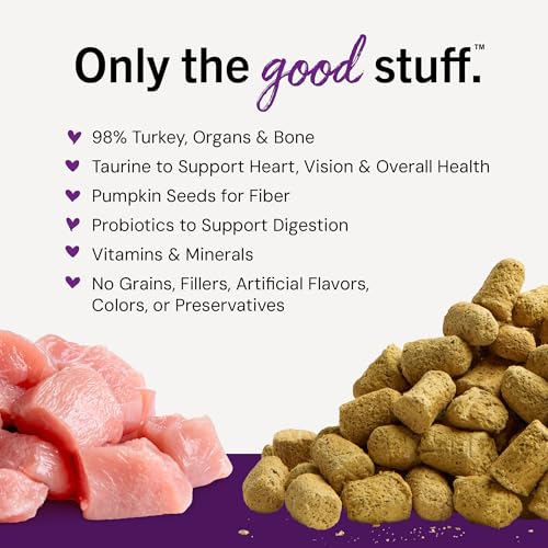 Stella & Chewy's Freeze-Dried Raw Cat Dinner Morsels - Premium Turkey Recipe with 98% Farm-Raised Meat & Organs - Natural Grain-Free Cat & Kitten Food - Made in USA - 8 oz