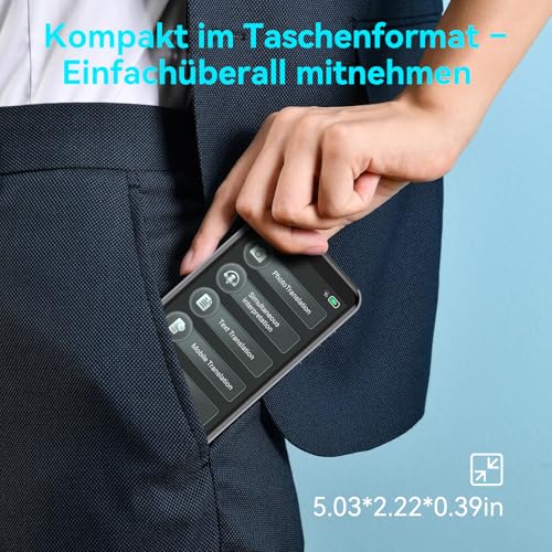 SKARA Sprachübersetzer Gerät ohne Internet mit 4G SIM-Modus, Echtzeit Übersetzer mit Sprachausgabe, 150 Sprachen & Akzente, Offline-, WiFi- & Foto Übersetzung, für Reisen, Lernen & Business