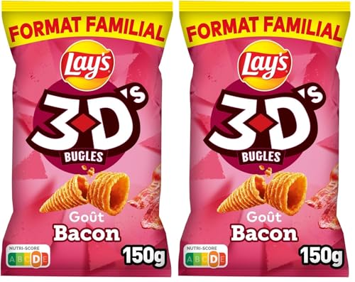Lay's - Lay's 3D'S Bugles Goût Bacon 150g Format Familial (Lot de 2)