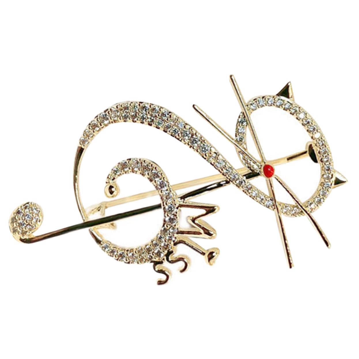 SHERCHPRY Musiknotenbrosche bezaubernde Zirkonbrosche Katzenbrosche Zirkon-Verzierung Kleidung Schal Sicherheitsnadel Stellnadel Broschen für Frauen Tier Brosche Kupfer Golden