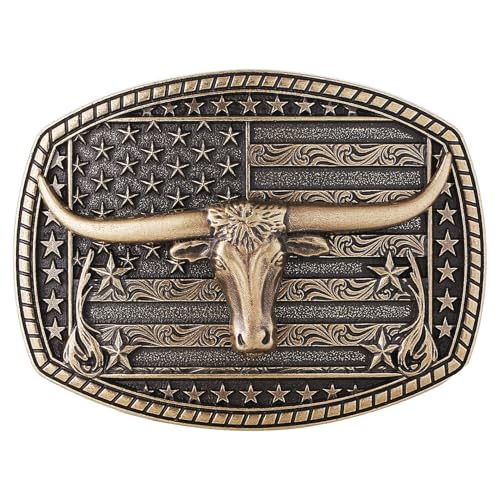 Image of Cowboy Belt Buckle for Men Western Cowgirl Rodeo Longhorn Bull Belt Buckles