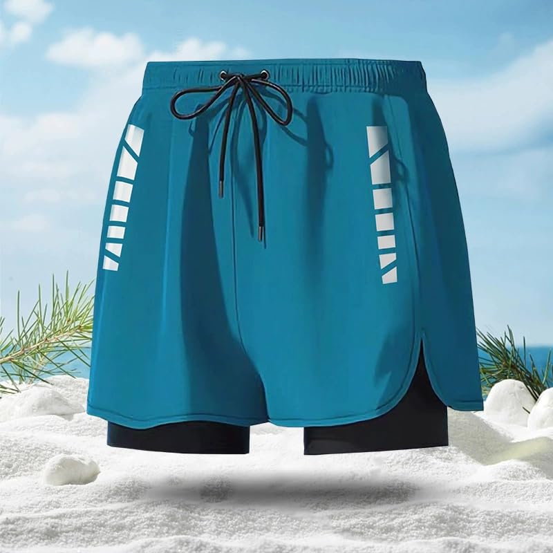 Casual Men's Double Layer Quick-Dry Stretch Sports Shorts for Summer Workouts Swimming2