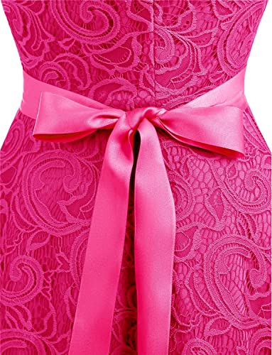 Image of Dressystar Women's Floral Lace V Neck Short Bridesmaid Cocktail Party Dress