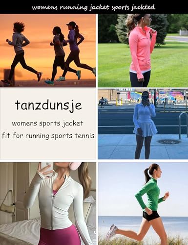 tanzdunsje Laufjacke Sportjacke Damen Enge Langarm,Gym Yoga Pilates Jogging Sportoberteil frauen Trainingsjacke mit Reißverschluss Daumenloch(DE/NL/SE/PL, Alphanumerisch, S, Regular, Regular, Schwarz)
