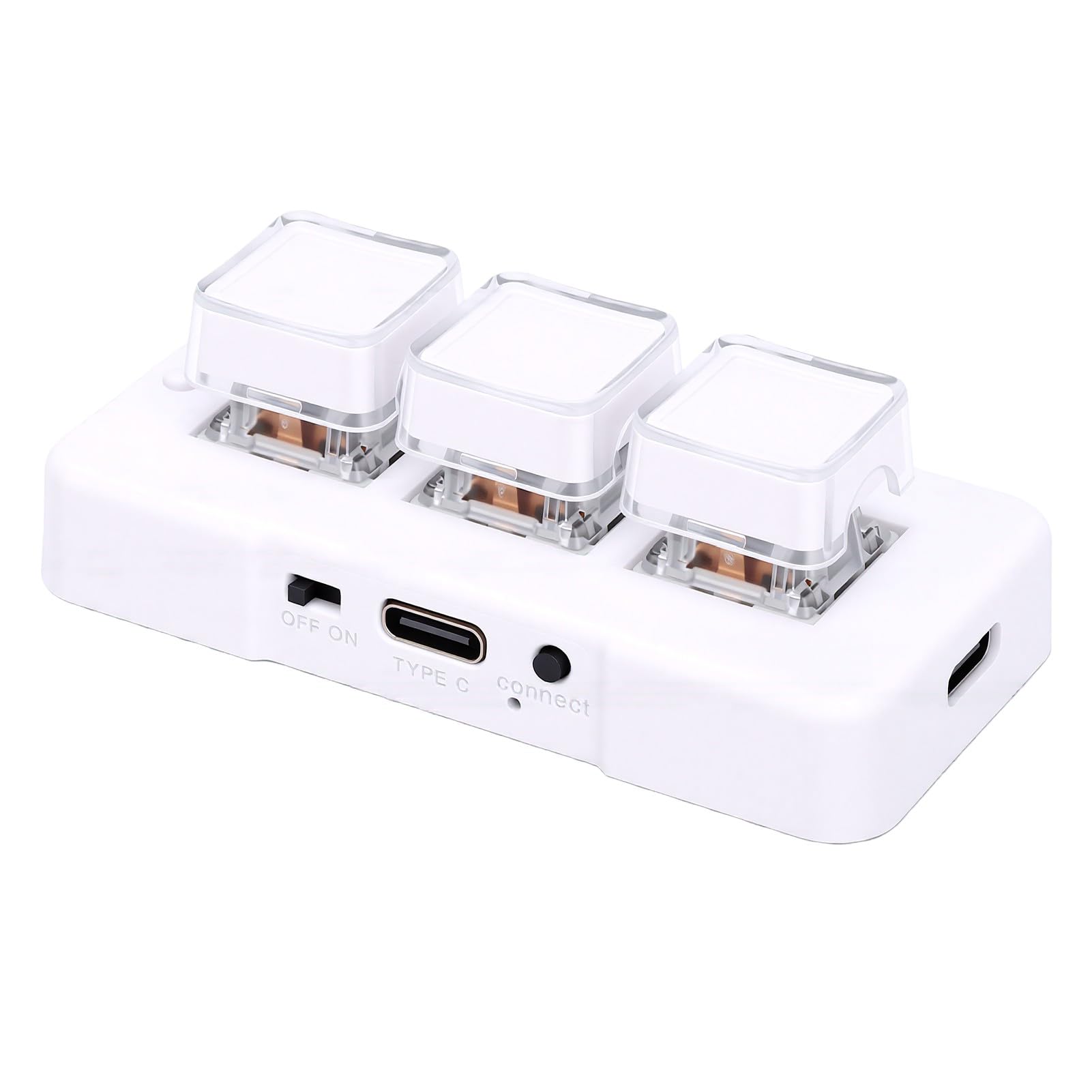 Bewinner Tastierino Meccanico a 3 Tasti Tastierino di Scelta Rapida Personalizzabile per Uso Universale su Computer con modalità Cablata e Bluetooth (WHITE)