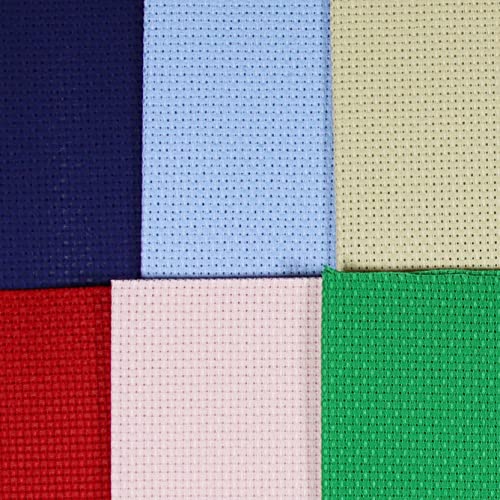 Image of KCS 6 pc of 12 inch x 18 inch (30cmx45cm) Counted Cotton Aida Cloth Cross Stitch Fabric (14CT-M)