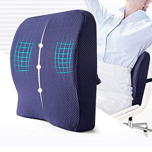 Oreiller de soutien lombaire XIAOXIA en mousse à mémoire bleu pour bureau et voiture