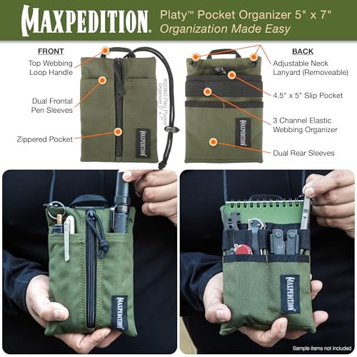 Image of MAXPEDITION Platy Pocket Organizer, Durable EDC Tool Pouch for Men, Neck Wallet with Paracord Lanyard, Holds Flashlight, Multitool, Pen, Notebook