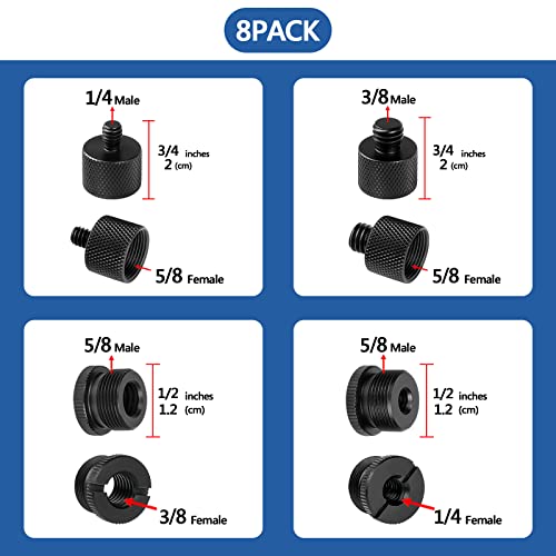 Geekria for Creators Microphone Screw Adapter 3/8 Male to 5/8 Female, 1/4 Male to 5/8 Female, 5/8 Male to 3/8 Female - Image 2