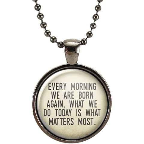 CellsDividing Every Morning We Are Born Again Necklace, Buddha Quote Jewelry, Inspirational Buddhist Saying Yoga Pendant