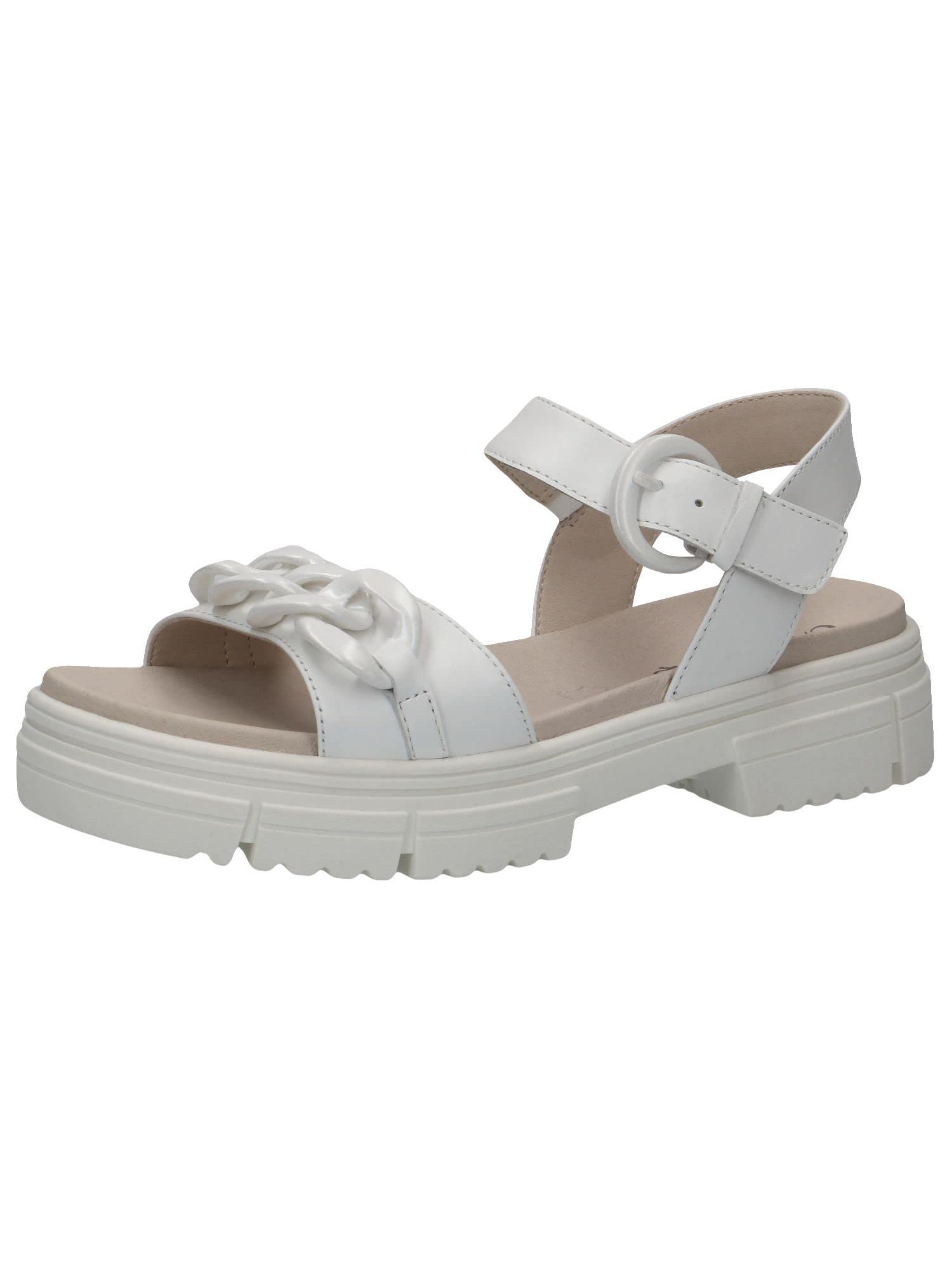 CAPRICE Women's 9-9-28708-20 Heel Sandals, White Nappa, 7 UK