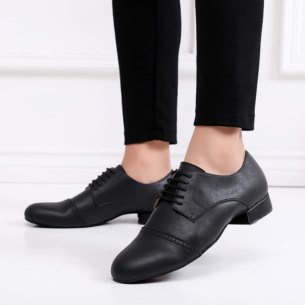 SWDZM Tanzschuhe Herren Leder Latein Tanzschuhe Niederhackig Ballsaal Tango Salsa Tanzschuhe Herren