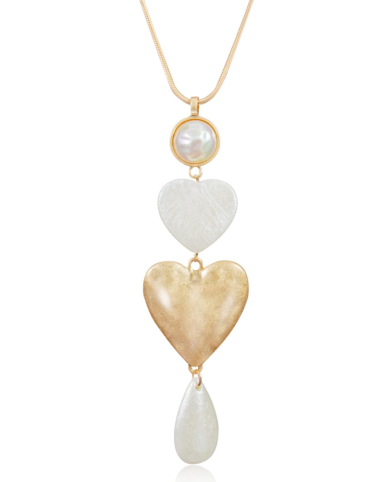 Long Sweater Necklaces for Women Fashion Heart Shaped Pendant Y Statement Chain Necklace for Girls GOLD