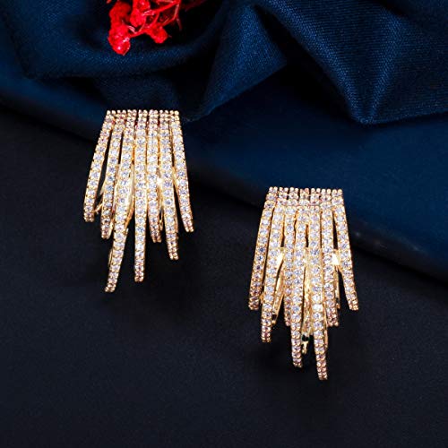 Boucles d'oreilles cerceaux noir et micro pavé géométrique chic - 2