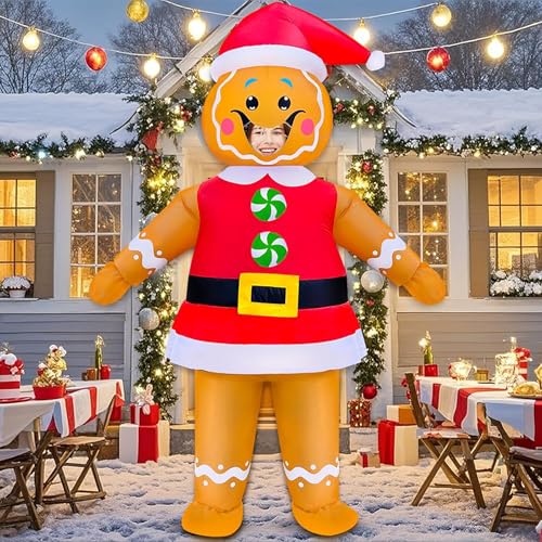 LUVSHINE Aufblasbares Kostüm Lebkuchenmann Kostüm Erwachsener 2025 Neueste für Weihnachten