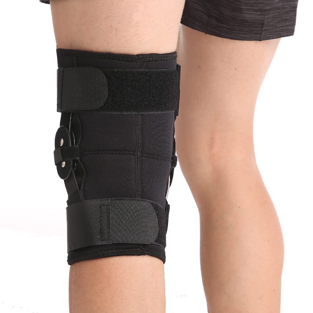 Rodillera presurizada Ajustable con bisagras, con estabilizadores Laterales y Almohadillas de Gel para la rótula, Ayuda a la recuperación, Artritis, Baloncesto, Correr, Senderismo.