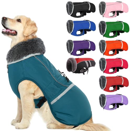 QBLEEV Warm Dog Coat Reflective Winter Jacket, Waterproof Windproof Dog