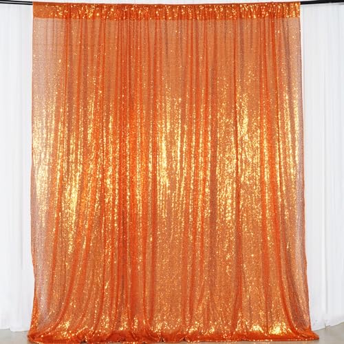 Poise3EHome 6FT x 8FT Sequin Photography Backdrop Curtain for Party Decoration, Orange