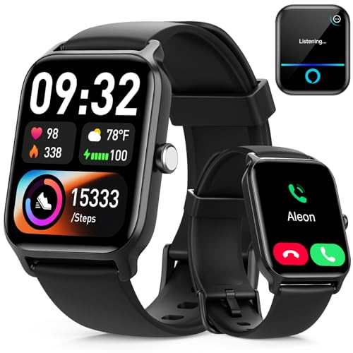 Smart Watches for Women Men, 1.85” HD Touchscreen Fitness Tracker with Call & Message Alerts, 24/7 Heart Rate/Sleep Monitor,100+ Sport Modes, 2ATM Waterproof Smart Watch for Android iPhone (Black)