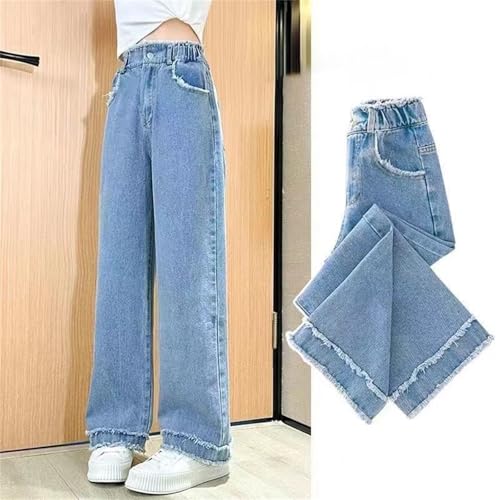 Girls Baggy Wide Leg Jeans Spring Summer Straight Denim Pants Fashion Ripped Denim Causal Trousers with Pockets2