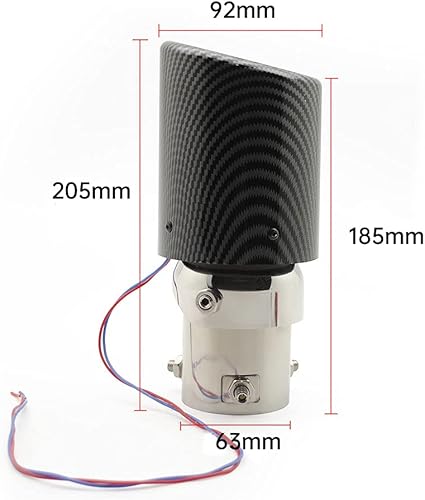 Miniatura 2 de Silenciador de escape de automóvil de fibra de carbono de 2.5 pulgadas con luz LED, silenciador de acero inoxidable, modificación de la punta de