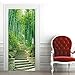 A.Monamour Adesivo Porta Autoadesiva Percorso di Scale di Pietra nella Foresta di bambù Verde Vinile PVC Adesivi per Porte Interne 3D Pellicola Adesiva Poster Sticker Murale Parete Carta da Parati