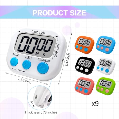 54 Pcs Kitchen Timer Bulk with Small Magnetic Backing Stand Liubeili Digital Timers Manual Electronic Alarm Clock Visual LCD Display for Teacher Toothbrush Exercise Oven Classroom Baking - Thumbnail 2