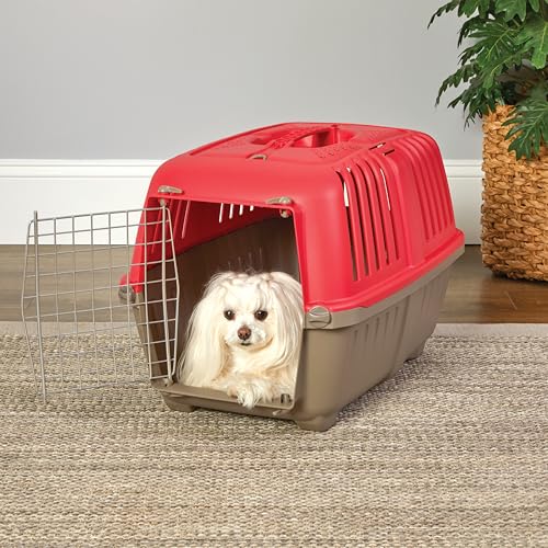 Image of MidWest Homes for Pets Spree Travel Pet Carrier, Dog Carrier Features Easy Assembly and Not The Tedious Nut & Bolt Assembly of Competitors, Red, 24-Inch Small Dog Breeds (1424SPR)