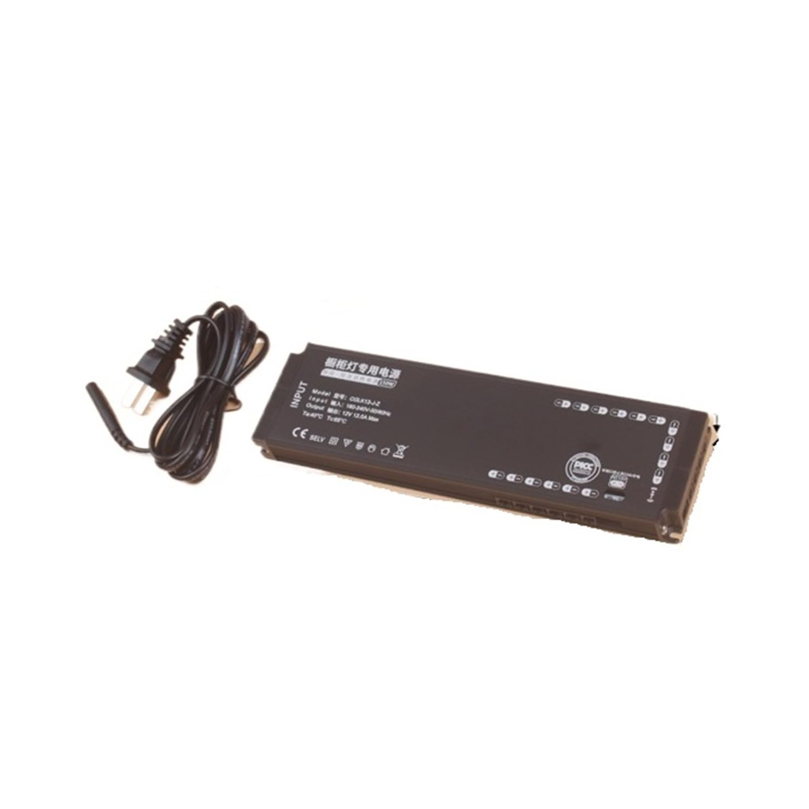 PWANUIGTE LED Ultra-Thin Kitchen Cabinet Display Lighting Dedicated Power Supply 6-bit Transformer 24W 60W DC12V(DC12V 150W-16 Route-aluminium)