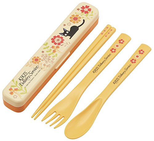 Skater Kiki's delivery Service Quiet Chopsticks,Fork and Spoon Set TAC1 Jiji and Gerbera from Japan