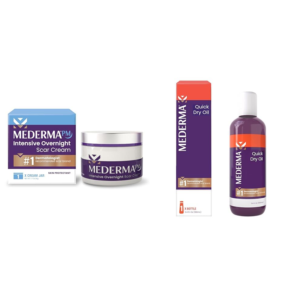 Mederma PM Intensive Overnight Scar Cream, Works with Skin's Nighttime Regenerative Activity & Quick Dry Oil, Scar and Stretch Mark Treatment