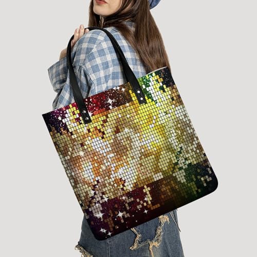 Sac à main shopper paillettes dorées grand format 39x39cm